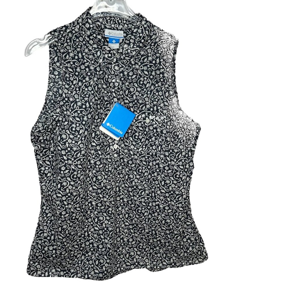 NWT Columbia PFG Sun Drifter Tank Top Navy/White Print Size XL